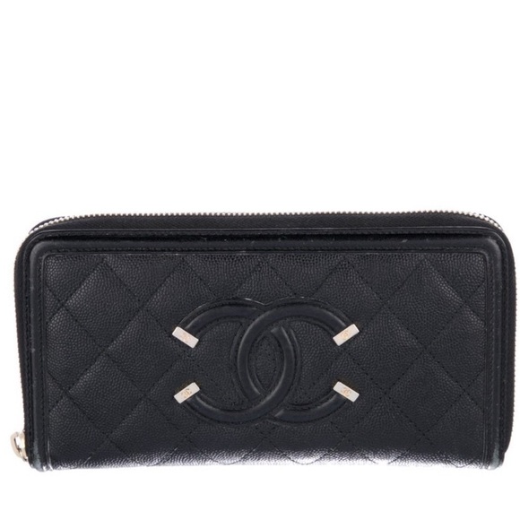 Pre-Loved Chanel Quilted Caviar Filigree Zip Around Wallet - Picture 1 of 4